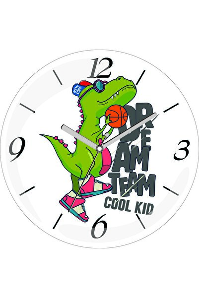 ART HEDİYE Ceas de perete din sticlă reală bombată cu diametrul de 30 de Dream Team Cool Kid