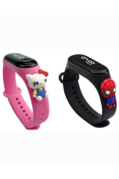 ZAVİRA 2'li Ürün Çocuk Kol Saati Dijital Led Su Geçirmez Karakter