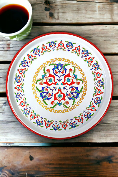 İnci Emaye 32 No 32 Cm Presentation Tray Coffee Tray Tea Tray Gift Dowry TrayServing Plate Tray