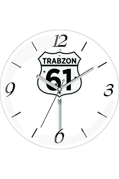 ART HEDİYE Ceas de perete din sticlă reală Black Sea Plate 61 Trabzon cu diam...