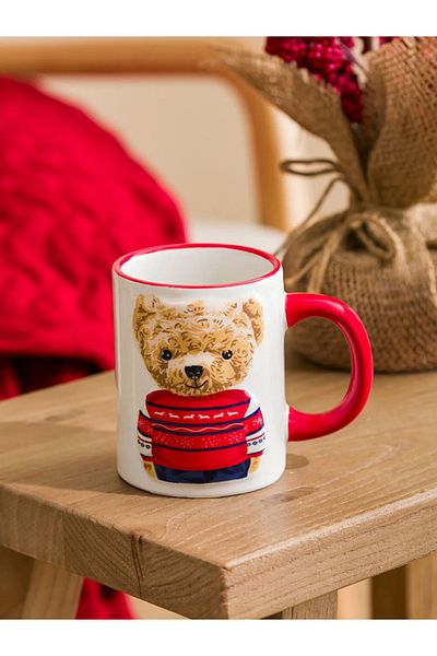LC Waikiki Lcw Home Ecru Bear Teddy Printed Ceramic Mug