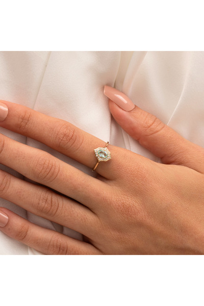 FasekGold Vintage Su Yeşili Taşlı Gümüş Evlilik Teklifi Hediye 925 Ayar Gümüş Yüzük