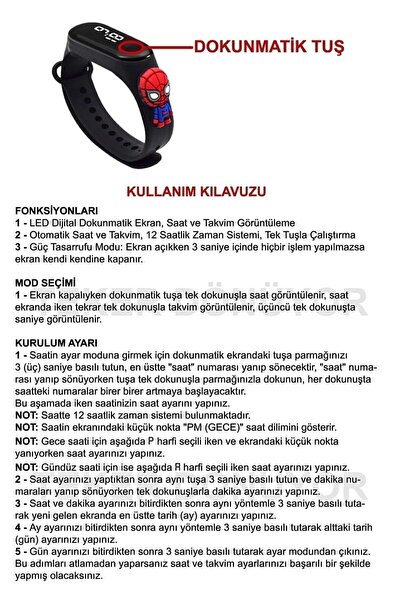 ZAVİRA 2'li Ürün Çocuk Kol Saati Dijital Led Su Geçirmez Karakter