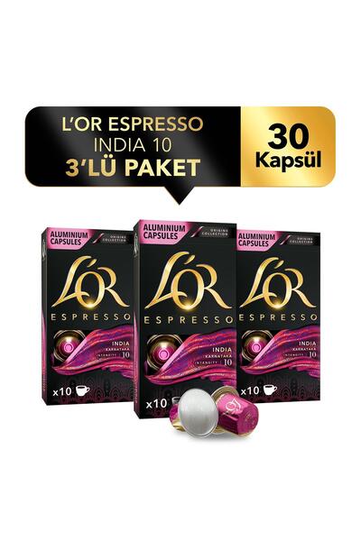 L'OR Espresso Origin India Nespresso Uyumlu Alüminyum Kapsül Kahve 30'lu ( 10 X 3 Paket )
