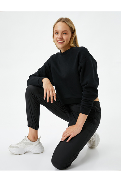 Koton Hanorac Sport Rose Gold Decolteu Crew mânecă lungă Ribbed