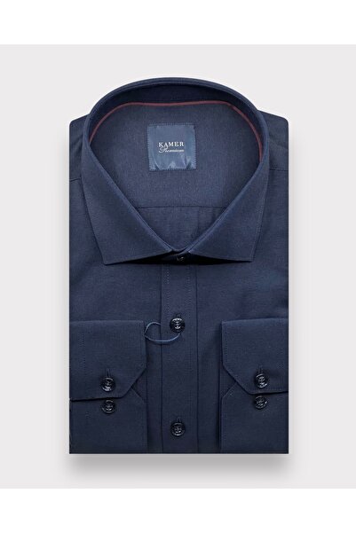 KAMER ERKEK REGULAR FIT UZUN KOL KLASİK YAKA DÜZ LACİVERT GÖMLEK 3770L