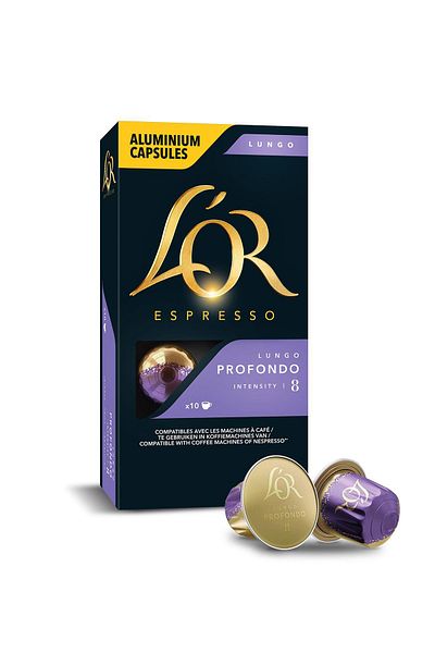L'OR Lungo Profondo 08 Nespresso Compatible 10 Aluminum Capsules Coffee