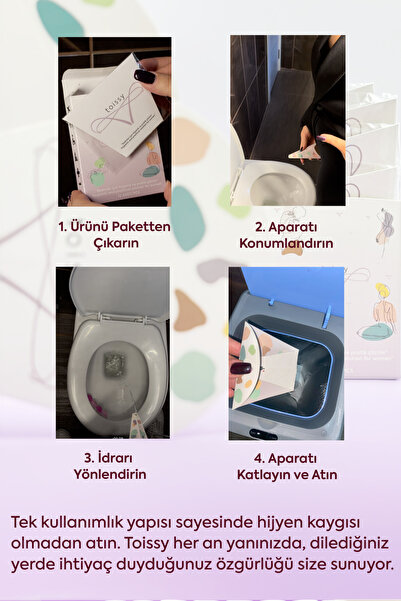 Toissy Kadınlar İçin Hijyenik Ayakta İşeme Aparatı, Tek Kullanımlık 12 Adet