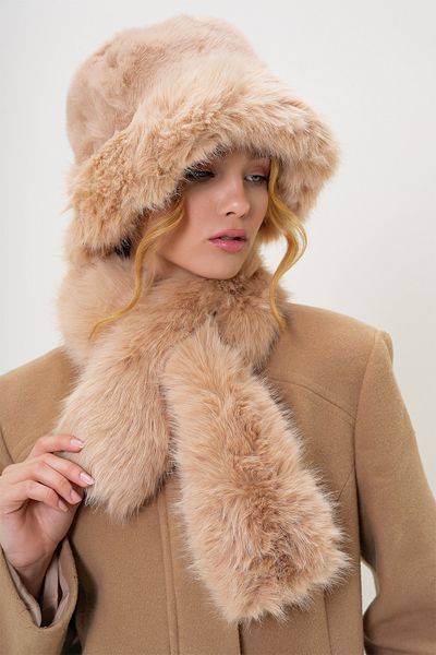Trend Alaçatı Stili Damen-Eimermütze aus Kamel-Kunstfell ALC-X13255