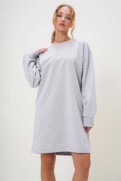 Trend Alaçatı Stili Women's Grimelange Crew Neck Sweatshirt Dress Alc-X13137