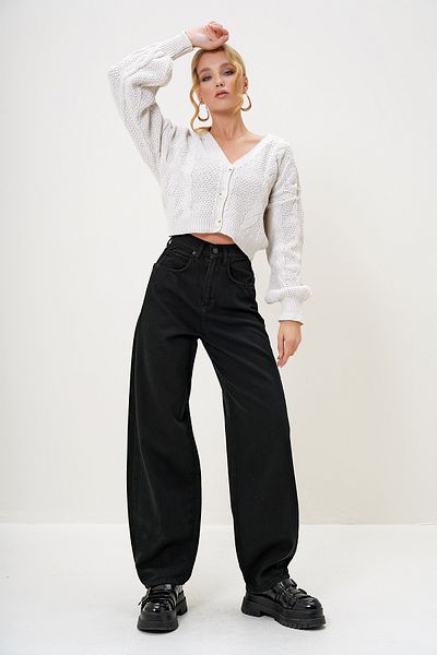Trend Alaçatı Stili Women's Black High Waist Buggy Cut Jean Trousers Alc-X13173