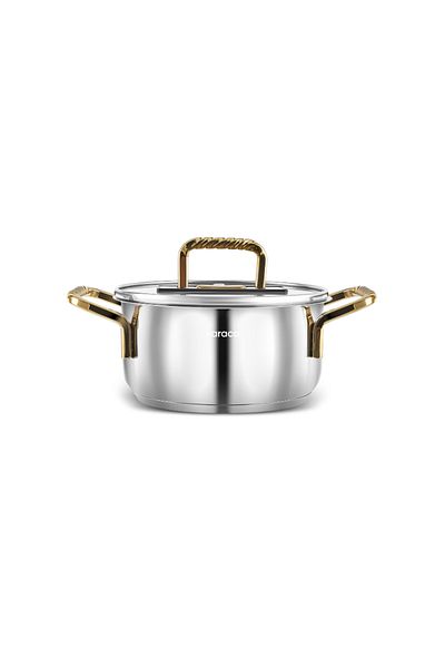 Karaca 16 cm Gold Color Macka Induction Based Steel Pot