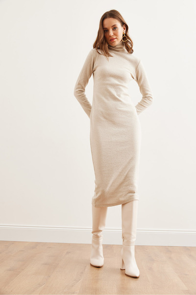 Olalook Women's Stone Full Fisherman Raster Midi Dress Elb- 19002295