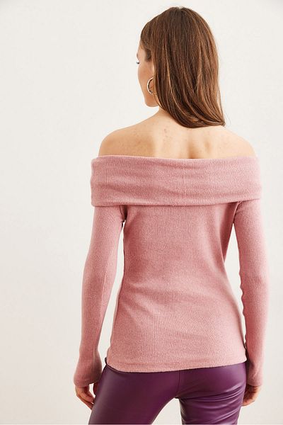 Olalook Női Dusty Rose Madonna gallér emelt camisole blúz BLZ- 19000615