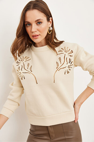 Olalook Dámska mikina s kamenným rúchom vrúbkovaná detailne vyvýšená Swt- 19000703