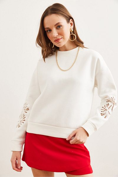 Olalook Γυναικείο φούτερ White Scallop Look - SWT- 19000700