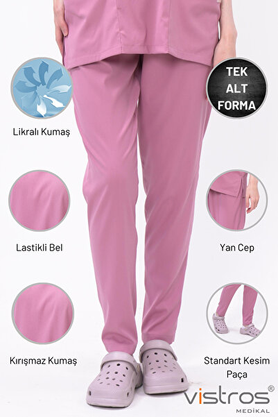 Vistros Medikal V Yaka Detaylı Medikal Doktor Hemşire Fuşya Forma Altı Cerrah...