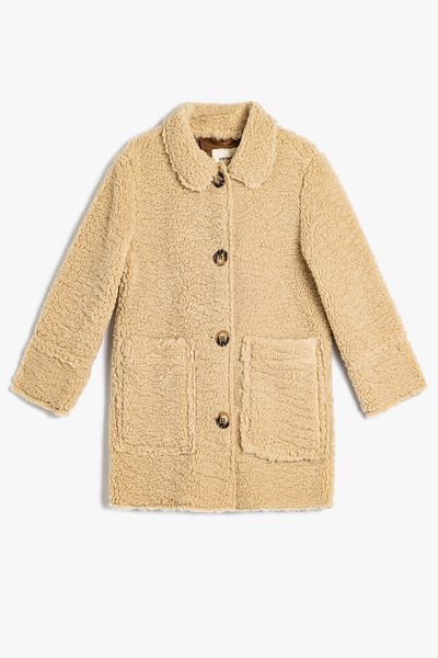 Koton Kids Μπεζ παλτό για κορίτσια 5WKG00029AW