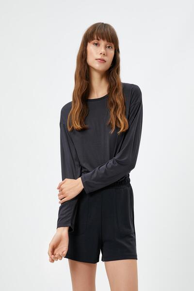 Koton Anthrazitfarbene Damen-Pyjamahose – 3WLK40089MK