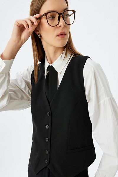 Koton Women's Black Vest 5Wak20022Pw