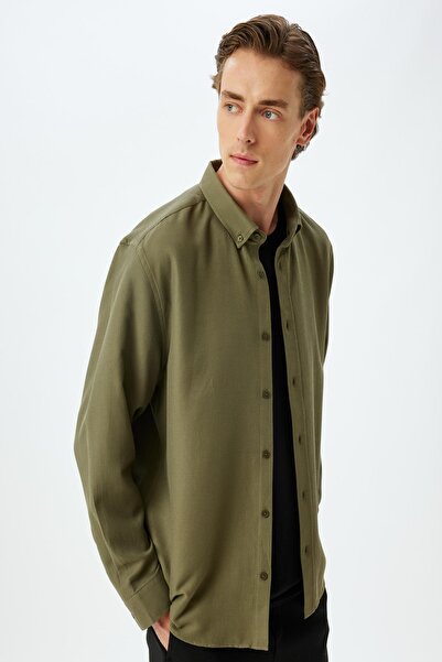 Koton Ανδρικό πουκάμισο για ενήλικες Χακί 5WAM60116HW