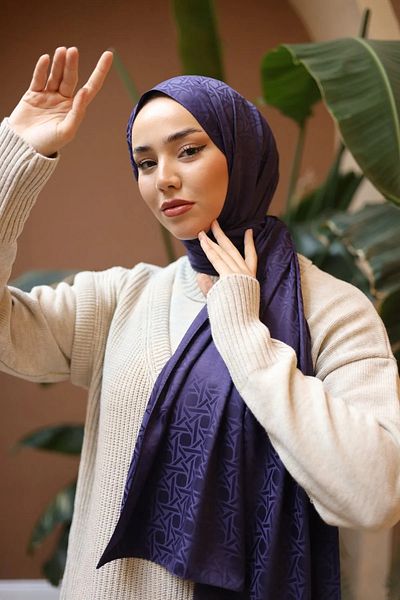 Silk Home Deluxe Jacquard Purple Shawl