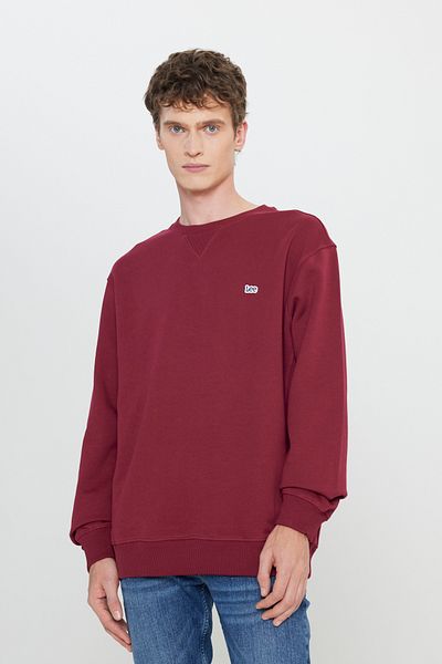 Lee Normale Passform, 100 % Baumwolle, Rundhalsausschnitt, Fleece-Innenseite, weinrotes Sweatshirt