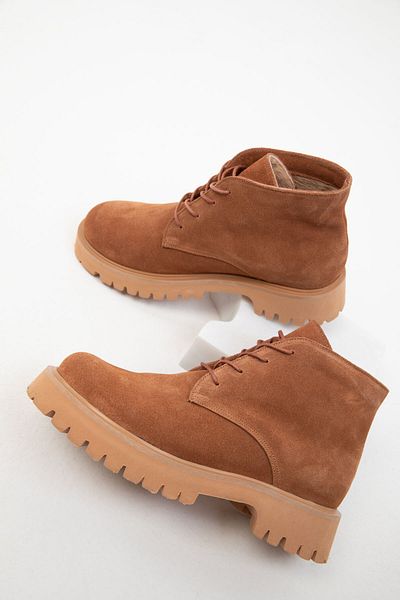 SOHO Dámské kozačky z pravé kůže Tan Suede 19839