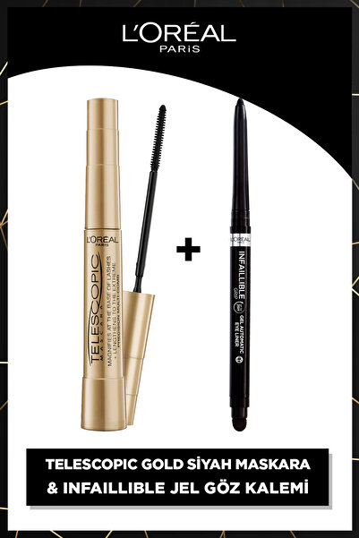 L'Oreal Paris Telescopic Gold Siyah Maskara & Infaillible Automatic Jel Göz K...