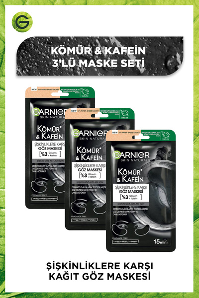Garnier Göz Şişkinliklerine Karşı Kömür&Kafein Göz Maskesi 3'lü Set
