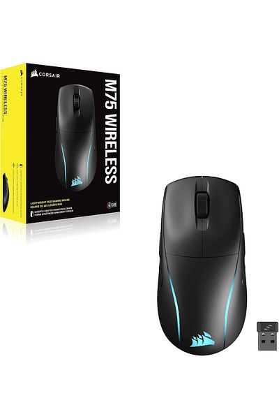 Corsair ماوس ألعاب M75 لاسلكي RGB FPS - 26,000 نقطة لكل بوصة - كمبيوتر شخصي - أسود