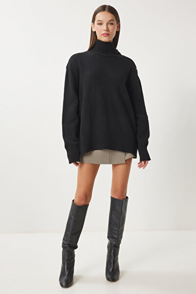 Happiness İstanbul Schwarzer Rollkragenpullover für Damen FN03390