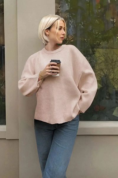 Trendyol Collection Rosa Strickpullover mit weitem Muster und Rundhalsausschnitt TWOAW25KZ00168