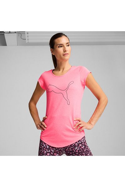 Puma تي شيرت PERFORMANCE HEATHER CAT - Sunset Glo