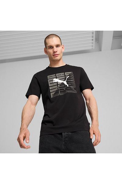 Puma تي شيرت أسود منقوش برسومات PUMA