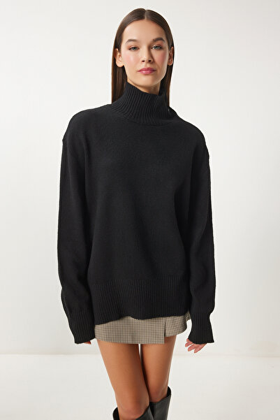 Happiness İstanbul Schwarzer Rollkragenpullover für Damen FN03390