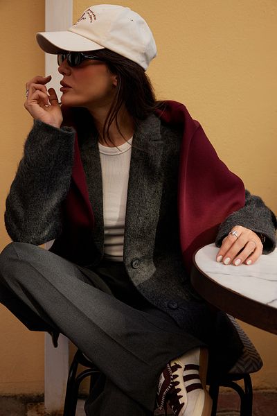 Trendyol Collection Oversize Anthracite Midi Coat - TWOAW24KB00204