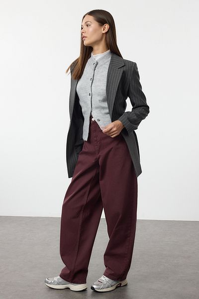 Kolekcia Trendyol Claret Red High Waist Skater Jeans Twoaw25Je00373