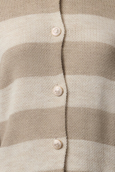 Trendyol Collection Basic Mink Striped Knitwear Cardigan - Twoaw24Hi00091