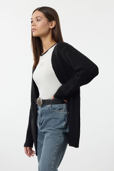 Trendyol Collection Black Basic V-Neck Midi Knitwear Cardigan Twoaw25Hi00376