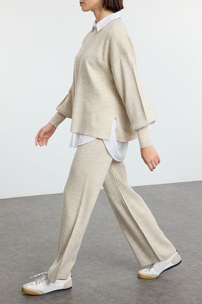 Edit by Trendyol Stone Wide Fit Basic Oversize kötöttáru alsó-felső készlet TEDAW25AU00004