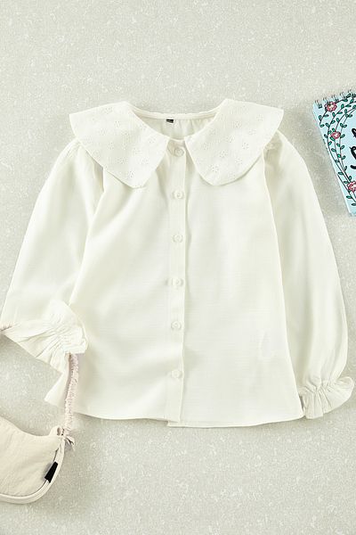 TRENDYOLKIDS White Girl's Baby Lapel Woven Shirt Tkdaw25Go00012