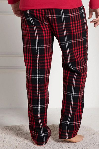 Mecit Pijama ملابس نوم طويلة للرجال من القطن بجيب منقوش مقاس كبير