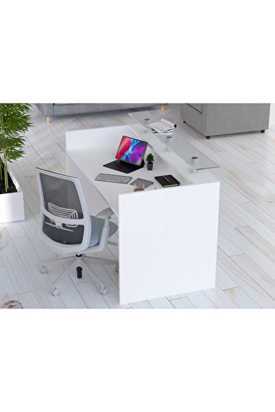 Mahmayi R06 White Office Reception Desk Without Drawers - 160cm