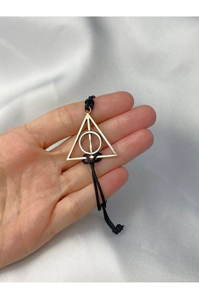 Herşey Nota Haryy Potter Triangle Bracelet - Silver Metal, Adjustable String Deathly Hallows