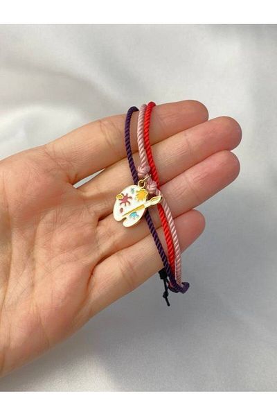 Herşey Nota Colorful Enamel Bracelet - Adjustable String with Three Colors String