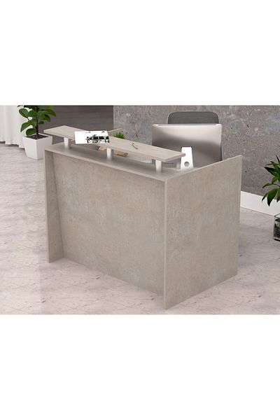 Mahmayi R06 Light Concrete Office Reception Desk - 120cm