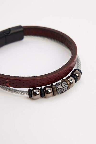 Tudors Men's Genuine Leather Brown Bracelet