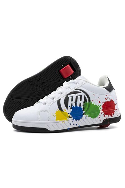Breezy Rollers Splash White/Black Wheeled Sneakers