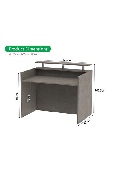 Mahmayi R06 Light Concrete Office Reception Desk - 120cm